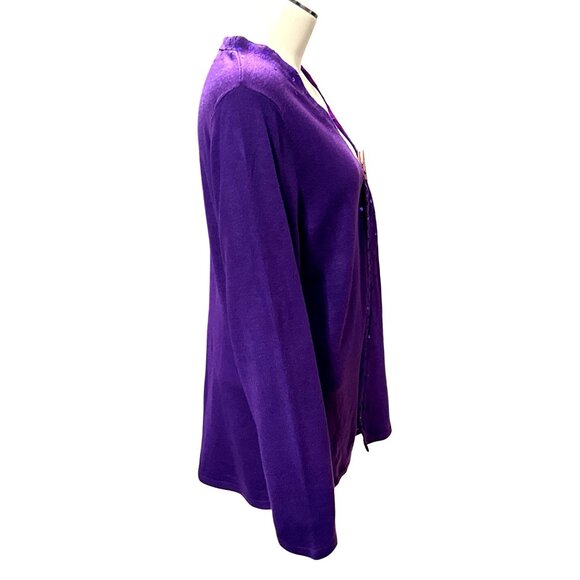 CCC Detailed Purple Sequined Long Sleeve 1990s Vintage Knit Cardigan Size Medium - Picture 4 of 8